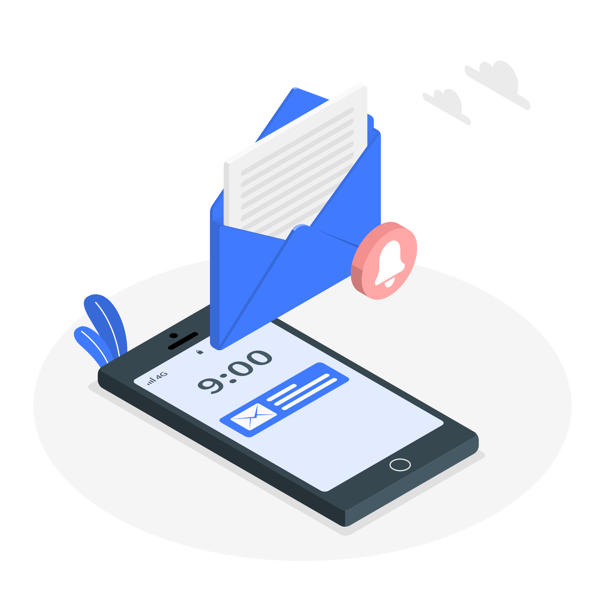 Illustratie van een nieuw SMS-bericht