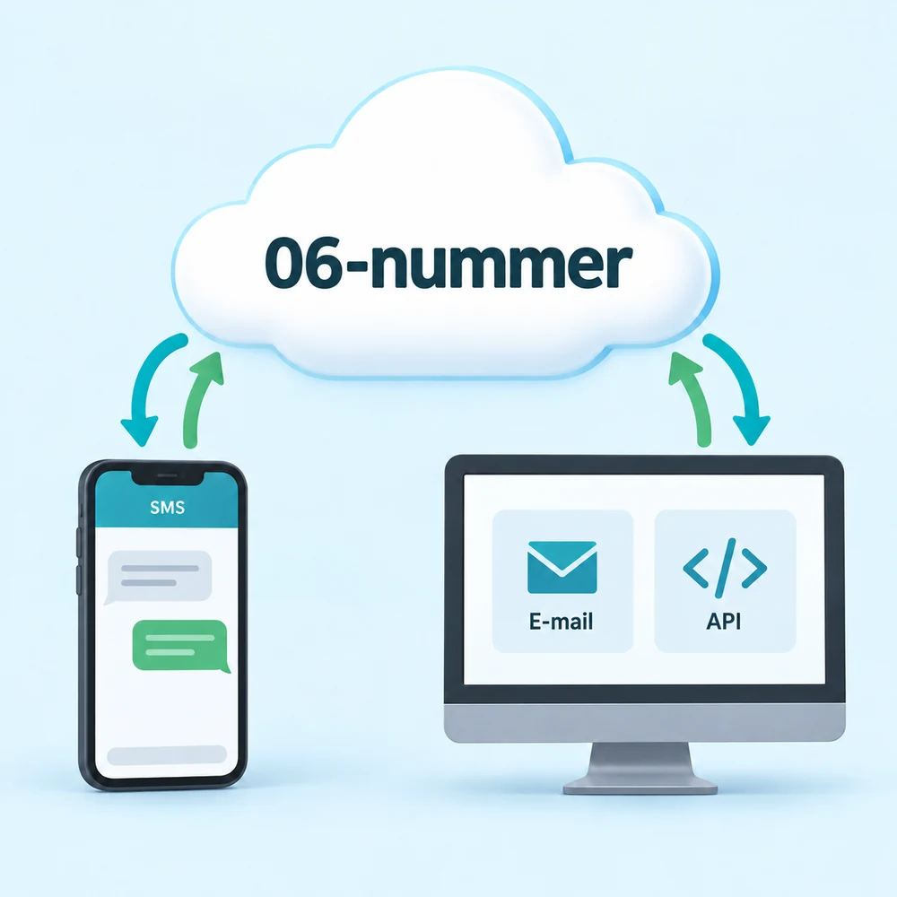 Virtueel mobiel 06-nummer Virtueel 06-nummer in de cloud voor SMS versturen en ontvangen via e-mail en API